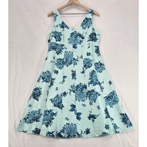 Ann Taylor Womens Silk Dress Empire Waist Babydoll Floral Blue Fairy Y2K Size 10